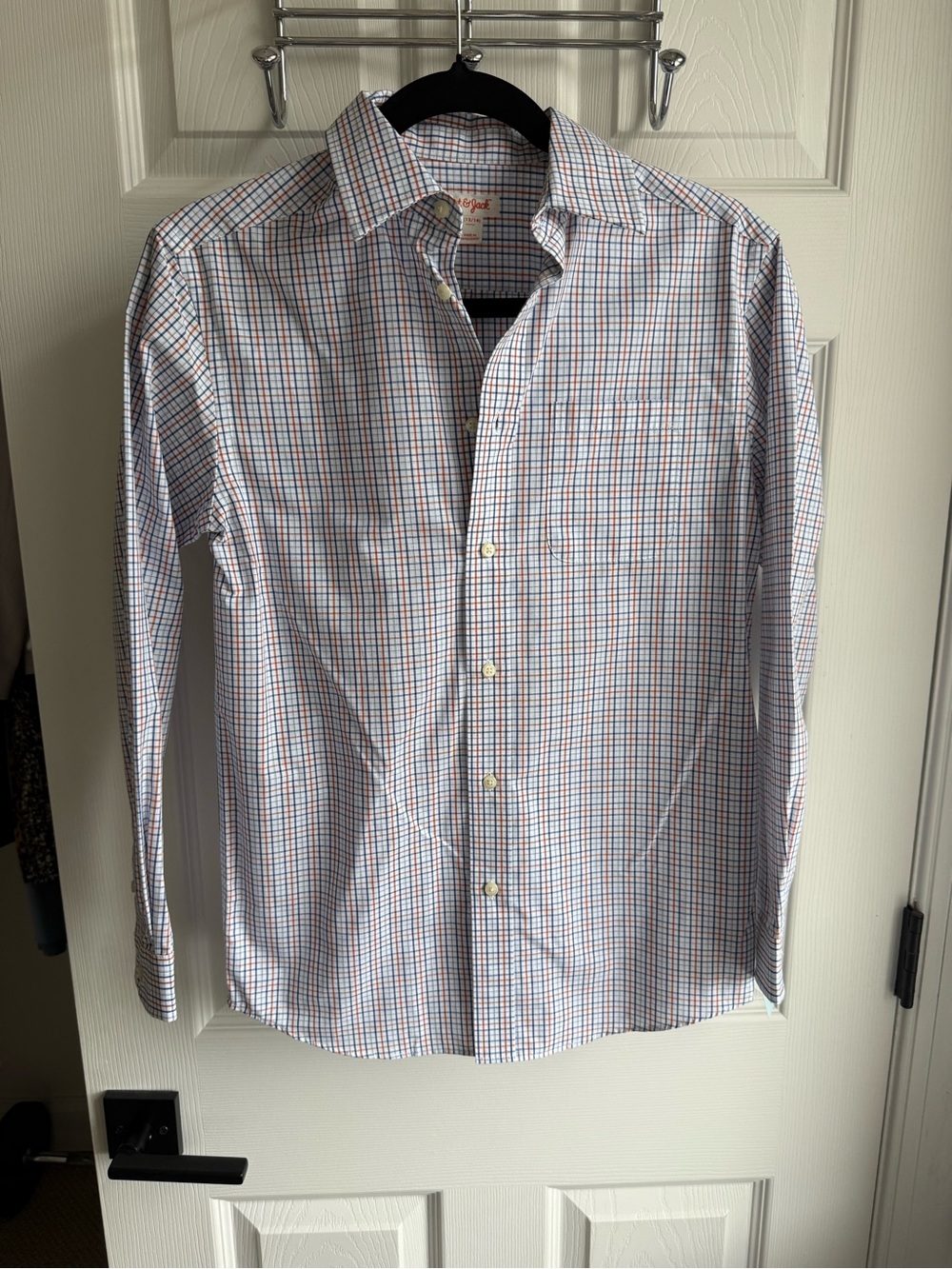 Boy’s gingham Button-Down Shirt - blue and orange striped